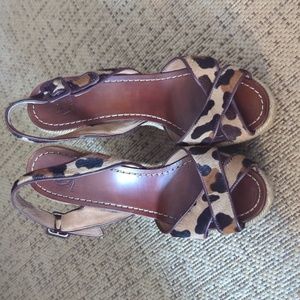 Christian Louboutin Wedge Sandals Pony Hair Leopard